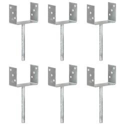 Piquets de cl&ocirc;ture 6 pcs Argent&eacute; 14x6x30 cm Acier galvanis&eacute;