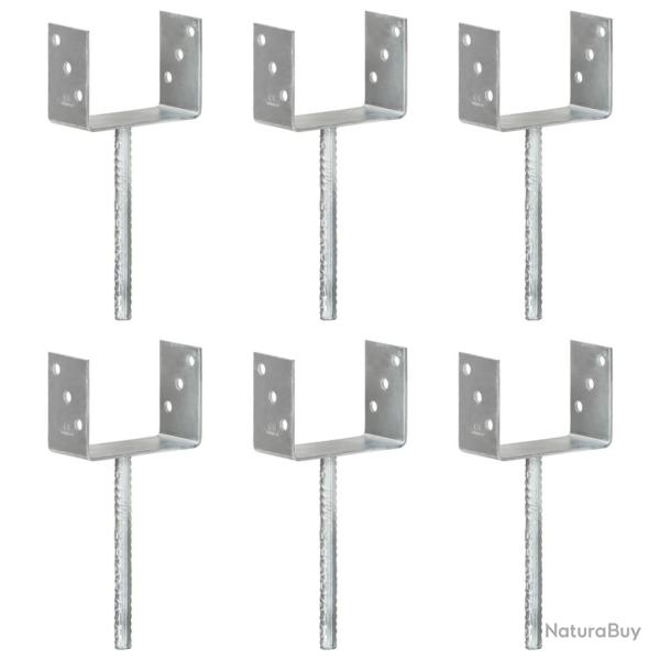 Piquets de cl�ture 6 pcs Argent� 14x6x30 cm Acier galvanis�