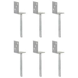 Piquets de cl&ocirc;ture 6 pcs Argent&eacute; 8x6x30 cm Acier galvanis&eacute;