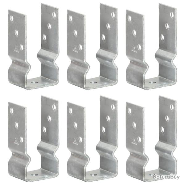 Piquets de cl�ture 6 pcs Argent� 7x6x15 cm Acier galvanis�