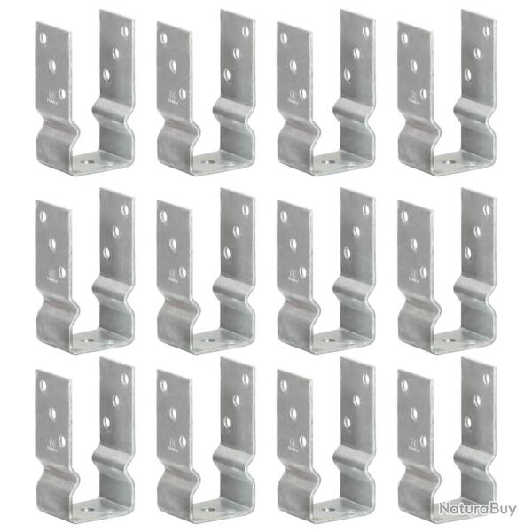 Piquets de cl�ture 12 pcs Argent� 7x6x15 cm Acier galvanis�