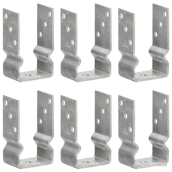 Piquets de cl�ture 6 pcs Argent� 8x6x15 cm Acier galvanis�