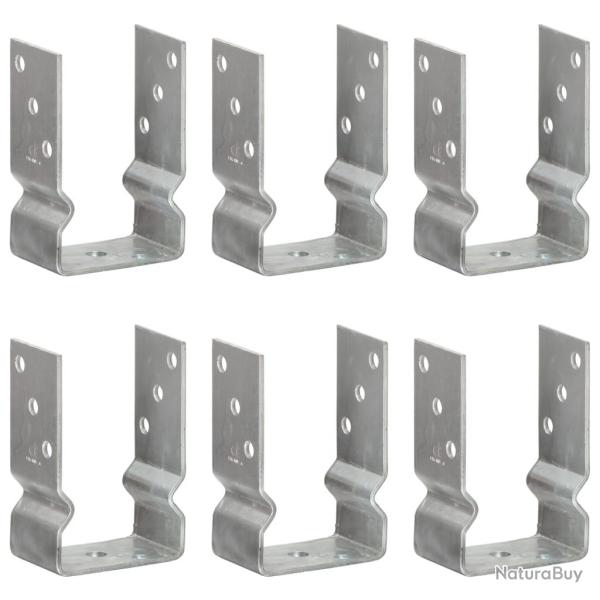 Piquets de cl�ture 6 pcs Argent� 9x6x15 cm Acier galvanis�