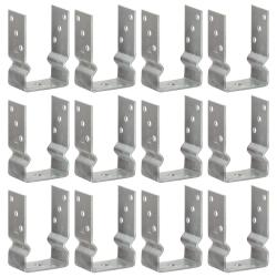 Piquets de cl&ocirc;ture 12 pcs argent&eacute; 9x6x15 cm acier galvanis&eacute;