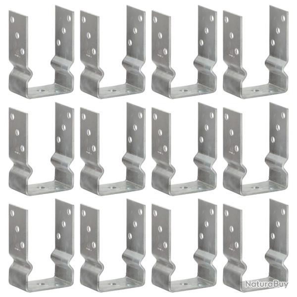 Piquets de cl�ture 12 pcs argent� 9x6x15 cm acier galvanis�