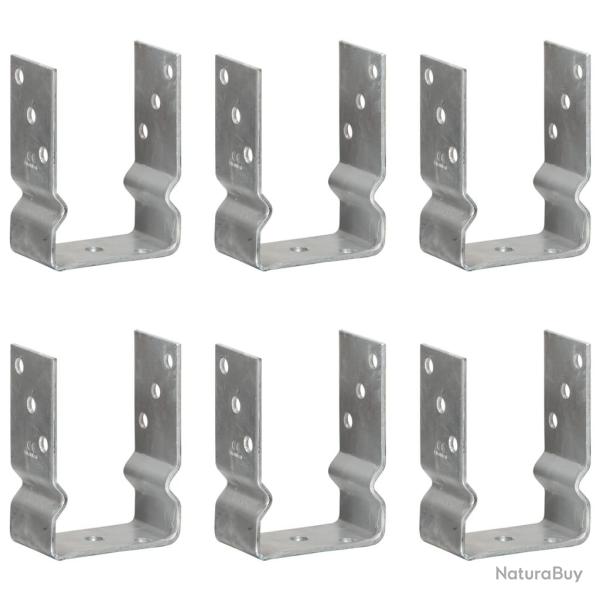 Piquets de cl�ture 6 pcs Argent� 10x6x15 cm Acier galvanis�