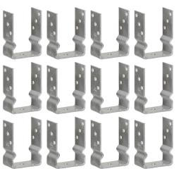 Ancrages de cl&ocirc;ture lot de 12 argent&eacute;s 10 x 6 x 15 cm acier galvanis&eacute;