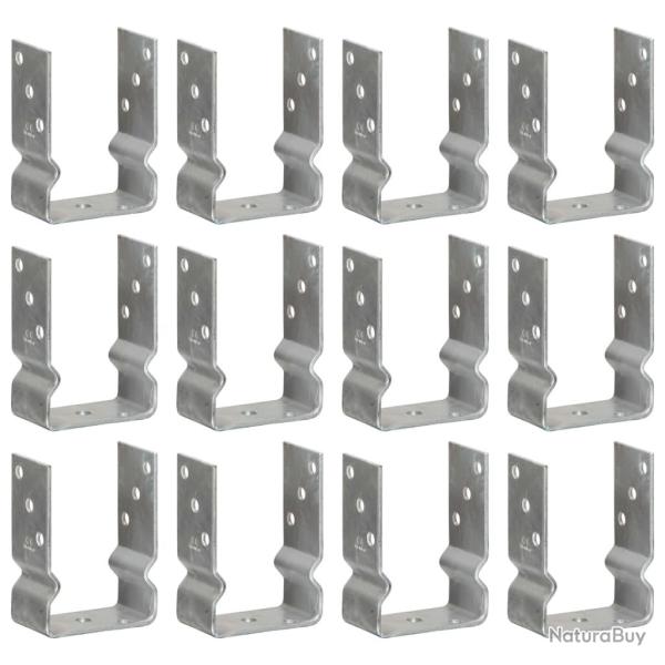 Ancrages de cl�ture lot de 12 argent�s 10 x 6 x 15 cm acier galvanis�