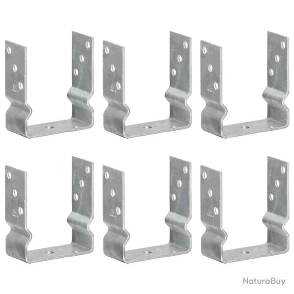 Piquets de cl�ture 6 pcs Argent� 12x6x15 cm Acier galvanis�
