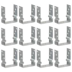 Piquets de cl&ocirc;ture 12 pcs argent&eacute; 12x6x15 cm acier galvanis&eacute;