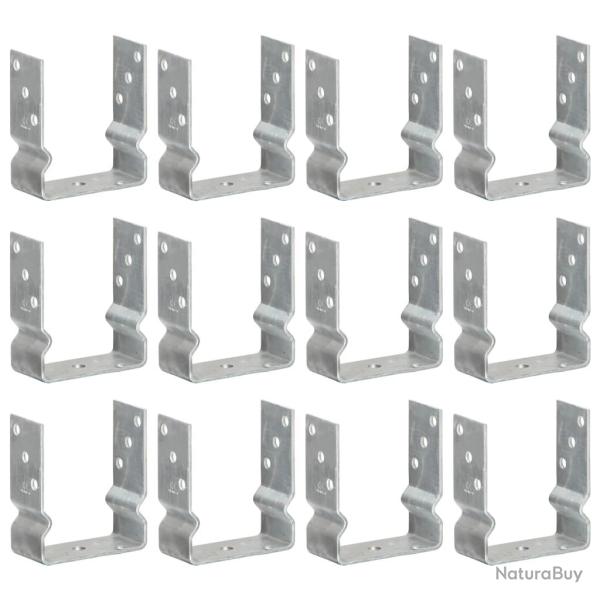 Piquets de cl�ture 12 pcs argent� 12x6x15 cm acier galvanis�