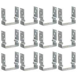Piquets de cl&ocirc;ture 12 pcs argent&eacute; 14x6x15 cm acier galvanis&eacute;