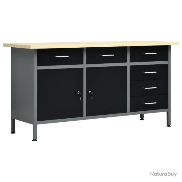�tabli Noir 160x60x85 cm Acier