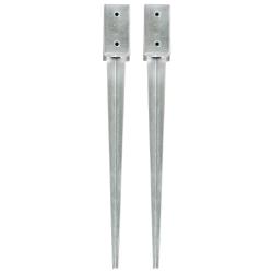 Piquets au sol 2 pcs Argent&eacute; 7x7x75 cm Acier galvanis&eacute;