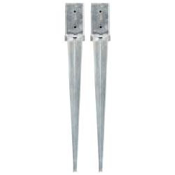 Piquets au sol 2 pcs Argent&eacute; 8x8x76 cm Acier galvanis&eacute;