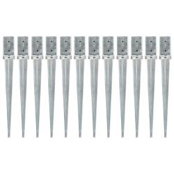 Piquets au sol 12 pcs Argent&eacute; 8x8x76 cm Acier galvanis&eacute;