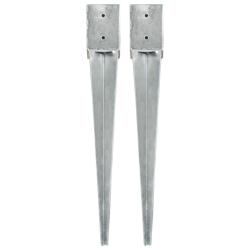 Piquets au sol 2 pcs Argent&eacute; 10x10x76 cm Acier galvanis&eacute;