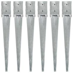 Piquets au sol 6 pcs Argent&eacute; 10x10x76 cm Acier galvanis&eacute;