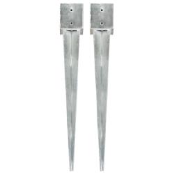 Piquets au sol 2 pcs Argent&eacute; 12x12x89 cm Acier galvanis&eacute;