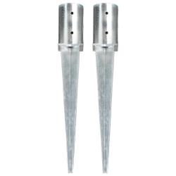 Piquets au sol 2 pcs Argent&eacute; 8x61 cm Acier galvanis&eacute;