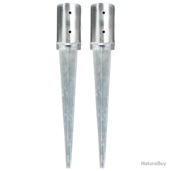 Piquets au sol 2 pcs Argent� 8x61 cm Acier galvanis�