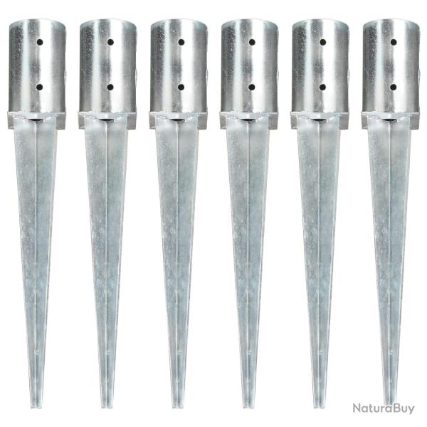 Piquets au sol 6 pcs Argent� 8x61 cm Acier galvanis�
