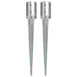 Piquets au sol 2 pcs Argent&eacute; 10x76 cm Acier galvanis&eacute;