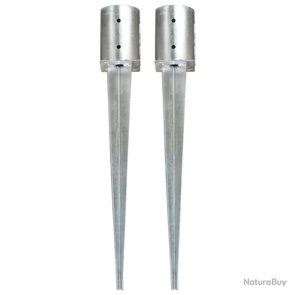 Piquets au sol 2 pcs Argent� 10x76 cm Acier galvanis�