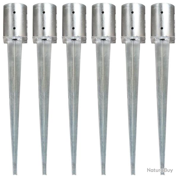 Piquets au sol 6 pcs Argent� 10x76 cm Acier galvanis�