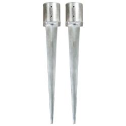 Piquets au sol 2 pcs Argent&eacute; 12x91 cm Acier galvanis&eacute;
