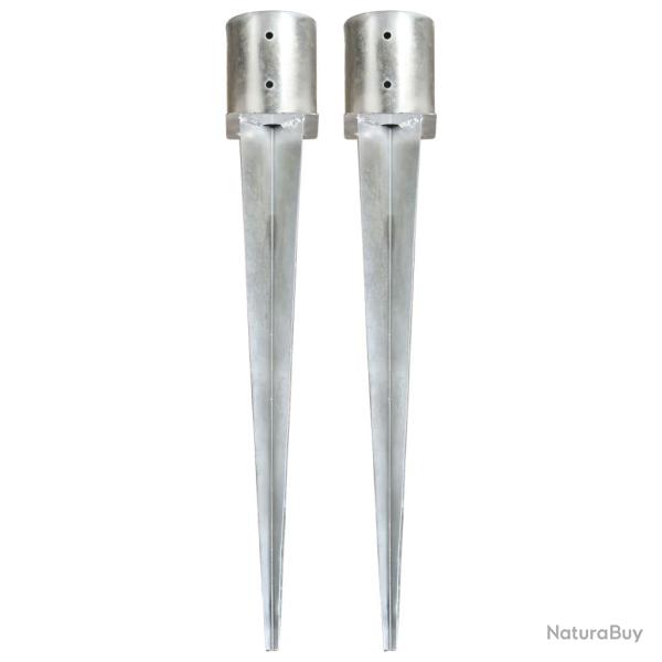 Piquets au sol 2 pcs Argent� 12x91 cm Acier galvanis�