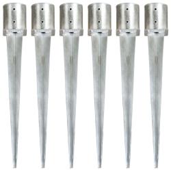 Piquets au sol 6 pcs Argent&eacute; 12x91 cm Acier galvanis&eacute;