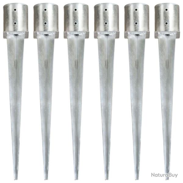 Piquets au sol 6 pcs Argent� 12x91 cm Acier galvanis�