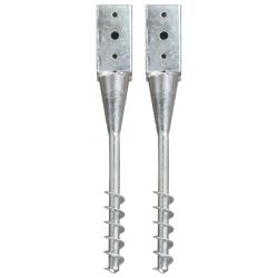 Piquets au sol 2 pcs Argent&eacute; 7x7x56 cm Acier galvanis&eacute;