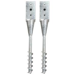 Piquets au sol 2 pcs Argent&eacute; 10x10x57 cm Acier galvanis&eacute;