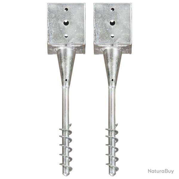 Piquets au sol 2 pcs Argent� 12x12x56 cm Acier galvanis�