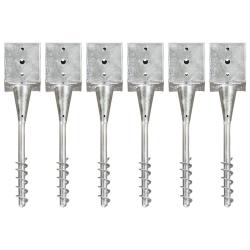 Piquets au sol 6 pcs Argent&eacute; 12x12x56 cm Acier galvanis&eacute;