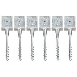 Piquets au sol 6 pcs Argent&eacute; 14x14x58 cm Acier galvanis&eacute;