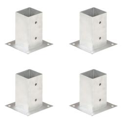 Ancres de poteau 4 pcs M&eacute;tal galvanis&eacute; 81 mm