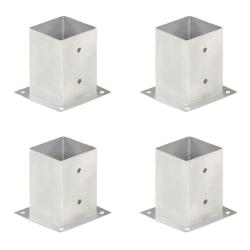 Ancres de poteau 4 pcs M&eacute;tal galvanis&eacute; 101 mm