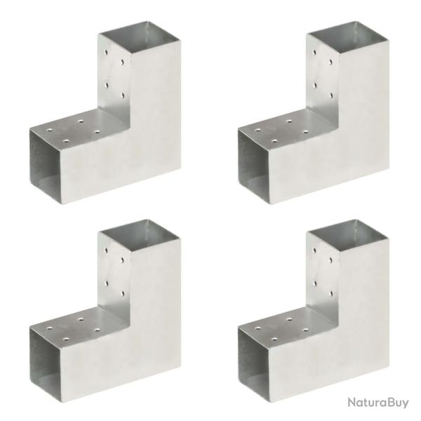 Connecteurs de poteau 4 pcs Forme en L M�tal galvanis� 71x71 mm