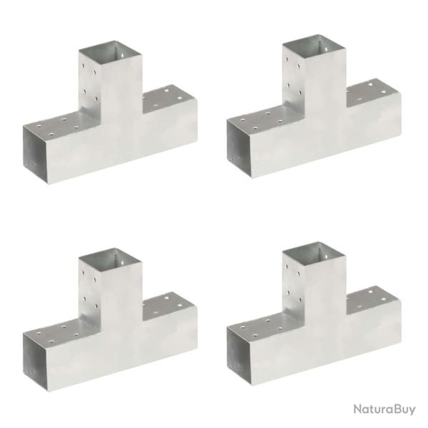 Connecteurs de poteau 4 pcs Forme en T M�tal galvanis� 71x71 mm