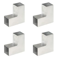 Connecteurs de poteau 4 pcs Forme en L M&eacute;tal galvanis&eacute; 81x81 mm