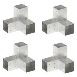 Connecteurs de poteau 4 pcs Forme en Y M&eacute;tal galvanis&eacute; 81x81 mm