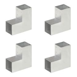 Connecteurs de poteau 4 pcs Forme en L M&eacute;tal galvanis&eacute; 91x91 mm