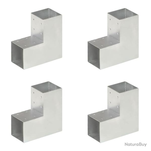 Connecteurs de poteau 4 pcs Forme en L M�tal galvanis� 91x91 mm