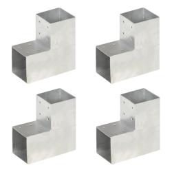 Connecteurs de poteau 4pcs Forme en L M&eacute;tal galvanis&eacute; 101x101mm