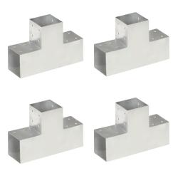 Connecteurs de poteau 4pcs Forme en T M&eacute;tal galvanis&eacute; 101x101mm