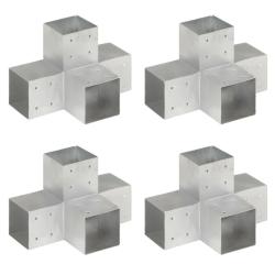 Connecteurs de poteau 4pcs Forme en X M&eacute;tal galvanis&eacute; 101x101mm