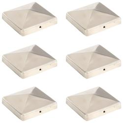 Bouchons de poteau de cl&ocirc;ture pyramidaux 6 pcs Inox 101x101 mm